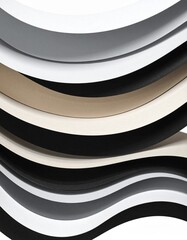 Abstract Wavy Layers of Black, White, and Gray Paper Textures