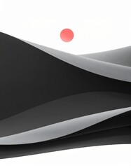 Abstract Black and White Curves with Red Circle Focus Point