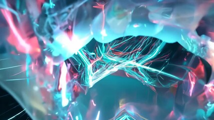 A futuristic holographic model of a tooth, glowing in blue light, floating in a dark space. 4k Video footage. - Powered by Adobe
