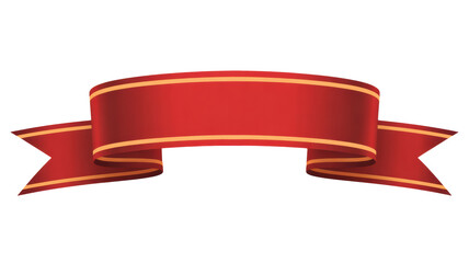 Elegant red ribbon banner with golden stripes on a dark background a classic graphic element for celebrations promotions or announcements