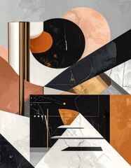 Abstract Geometric Artwork with Bold Colors and Shapes