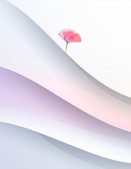 Delicate Pink Flower on Soft Curved Background in Light Colors