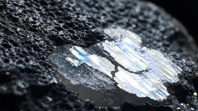 Close-up of Plagioclase Feldspar Showing Schiller Effect