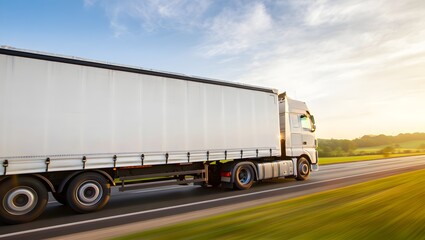 White Truck Driving on Sunset Road