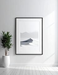 Minimalist Wall Art Featuring Serene Landscape and Indoor Plant