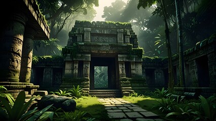 Jungle Overgrown Ruins Ancient Temple Lost in Wilderness