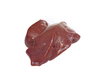 Pig liver on white background
