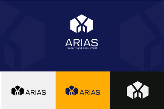 Arias Property and Investment logo, combination mark logo, property logo, real estate logo, luxury logo, construction logo, diamond logo, modern logo, business logo