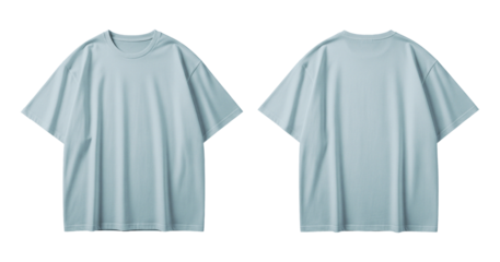 Dark Baby Blue Oversized T-Shirt Mockup Front and Back View Isolated on Transparent Background