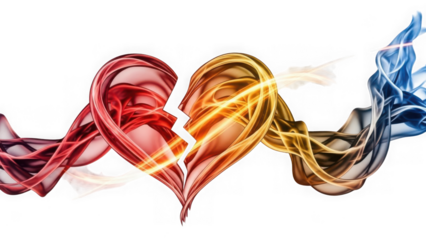 Vibrant swirls of color isolated on transparent background