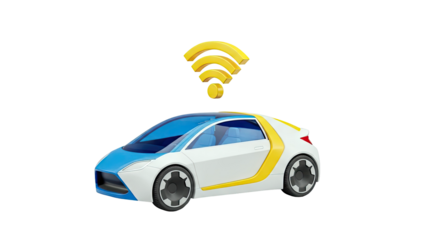 Futuristic Car with Wi-Fi Symbol