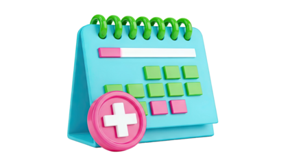 3D Calendar Icon with Plus Symbol