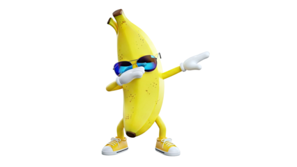 Cool Banana Character Doing a Dab Pose