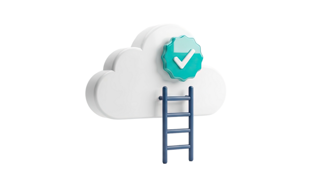 Cloud with Ladder and Verified Badge - Powered by Adobe