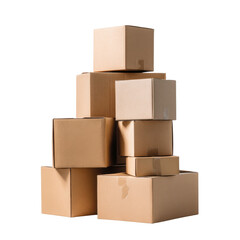 Stacked Cardboard Boxes: A collection of various-sized cardboard boxes, neatly stacked on top of each other, ready for shipping or storage, a symbol of commerce and logistical efficiency.