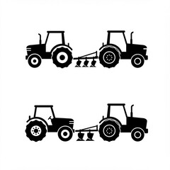 Tractors with plows in action for farming and agriculture work