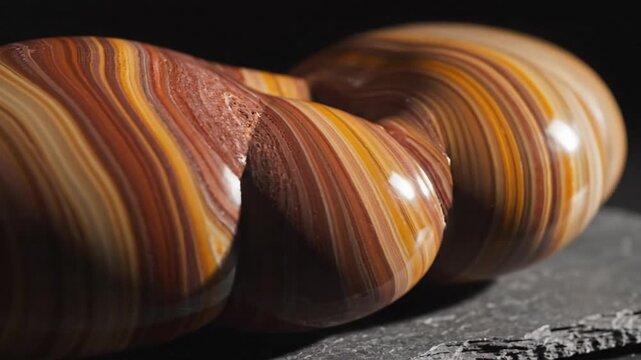 Close-up of a Polished Semrein Stone with Striped Bands