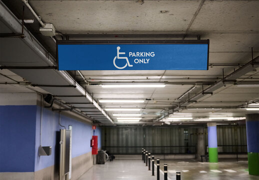 Mockup of Sign in the airport parking lot in Barcelona