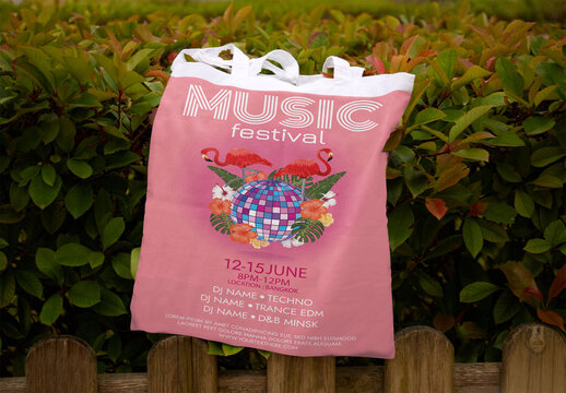 Mockup of a Blank Tote Bag