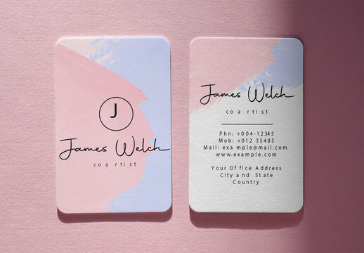Mockup Features two Business Card for front and back Design