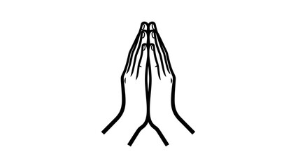 Prayer hands or Namaste gesture icon in black line art.