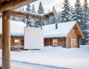 北欧風ロッジスタイル看板モックアップ