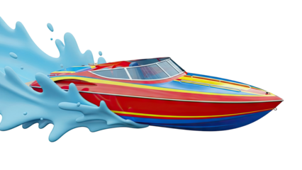 Colorful Speedboat Cutting Through Water