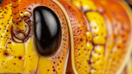 Vibrant Macro Close-Up of a Yellow and Orange Insect Eye