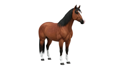 Brown Horse with White Blaze and Socks