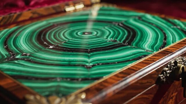 Close-up of Malachite Stone with Striking Concentric Rings