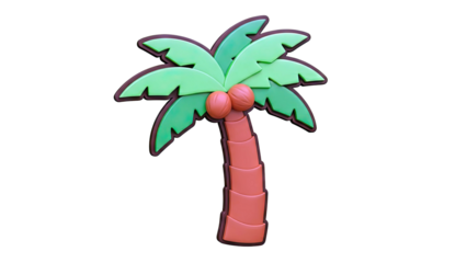 Cartoon Palm Tree with Coconuts