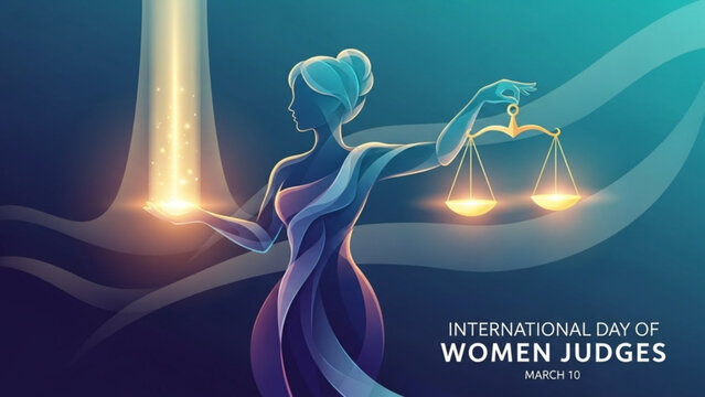 Justice symbol with scales and book for international day of women judges on march 10th in law and equality concept - Powered by Adobe