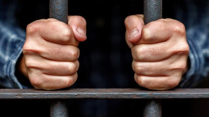 Hands gripping metal bars in a confined space during an unspecified activity