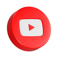 YouTube icon 3d render red circle button