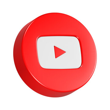 YouTube icon 3d render red circle button