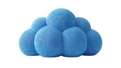 Cluster of Blue Knitted Spheres