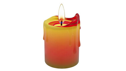 Burning Candle with Dripping Wax, Gradient Orange and Yellow