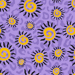 Abstract Sunshine Shapes Vector Seamless Pattern