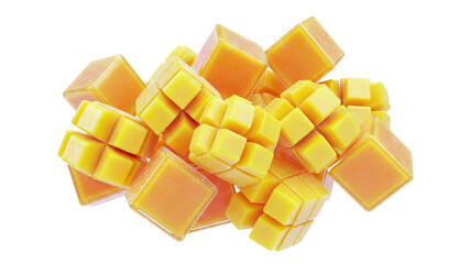Cubed Mangoes on White Background
