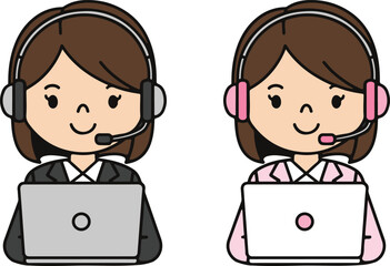 Customer Service Support Woman Help Desk Online Business Concept, Flat Cartoon Illustration Style