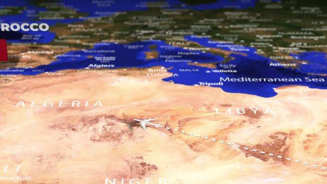 Flight From Addis Ababa ETHIOPIA to Rabat MOROCCO with flag pins