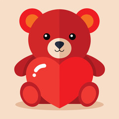 Fototapeta premium Red Teddy Bear Holding a Large Heart Graphic for Valentine's Day Gift and Romance Design