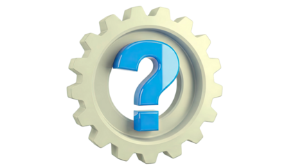 Gear with Blue Question Mark