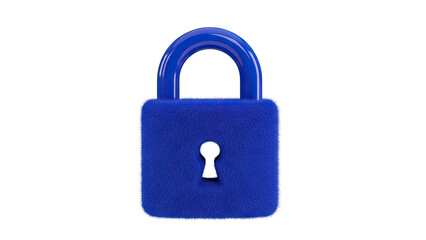 Fuzzy blue padlock with glossy shackle