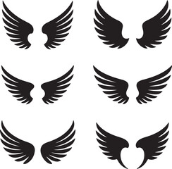 Obraz premium black wing silhouettes in various positions and shapes