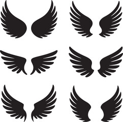 Fototapeta premium black wing silhouettes on white background