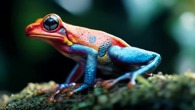 Vibrant frog with colorful skin exotic wildlife on natural background