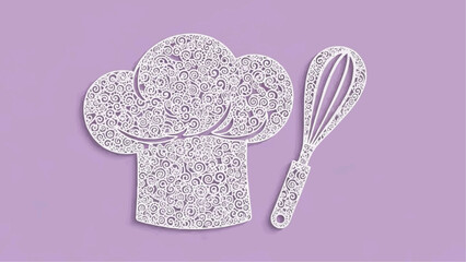 Stencil chef's hat and whisk. A decorative element for cutting, printing, and decorating windows.