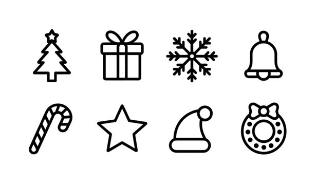 Festive Christmas and Holiday Vector Icon Set with Winter Celebration Symbols