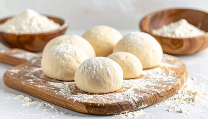 Dough Balls on Wooden Board